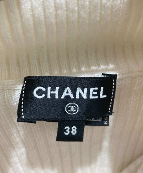 CHANEL（シャネル）CHANEL (シャネル) ココマーク カシミヤ ボーダー タートルネック ニット アイボリー×ブラック サイズ:38の古着・服飾アイテム
