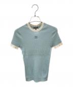CHANELシャネル）の古着「ココマーク半袖リブニット」｜スカイブルー