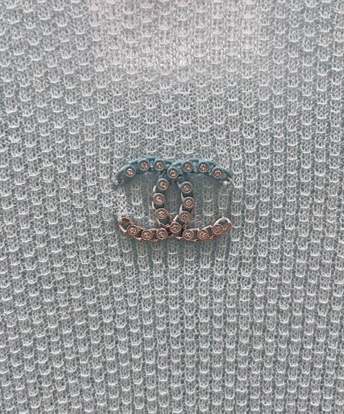 CHANEL（シャネル）CHANEL (シャネル) ココマーク半袖リブニット スカイブルー サイズ:42の古着・服飾アイテム