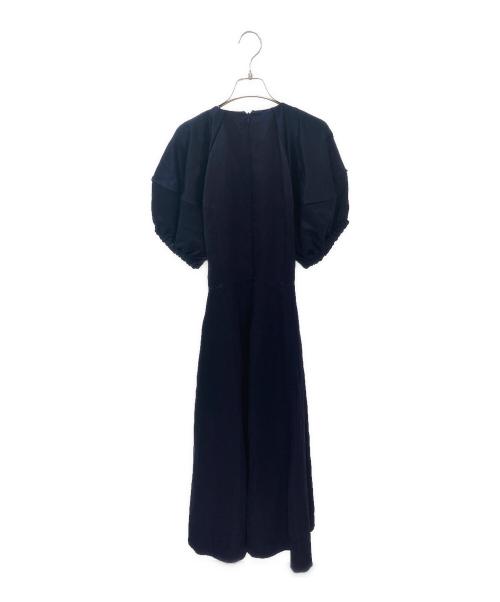 BLAMINK（ブラミンク）BLAMINK (ブラミンク) シルク混パフスリーブワンピース ネイビー サイズ:36の古着・服飾アイテム