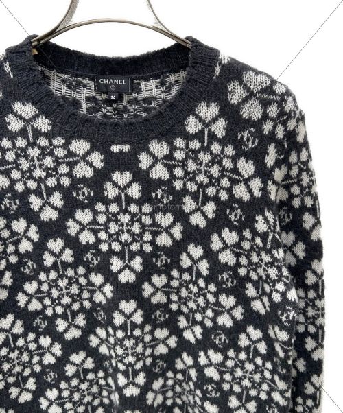 CHANEL（シャネル）CHANEL (シャネル) カシミヤ ノルディック セーター ダークグレー サイズ:36の古着・服飾アイテム