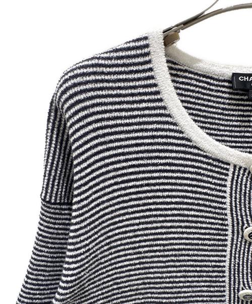 CHANEL（シャネル）CHANEL (シャネル) ココマークボタンニット ホワイト×ブラック サイズ:34の古着・服飾アイテム