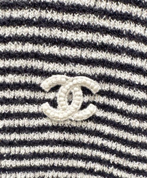 CHANEL（シャネル）CHANEL (シャネル) ココマークボタンニット ホワイト×ブラック サイズ:34の古着・服飾アイテム