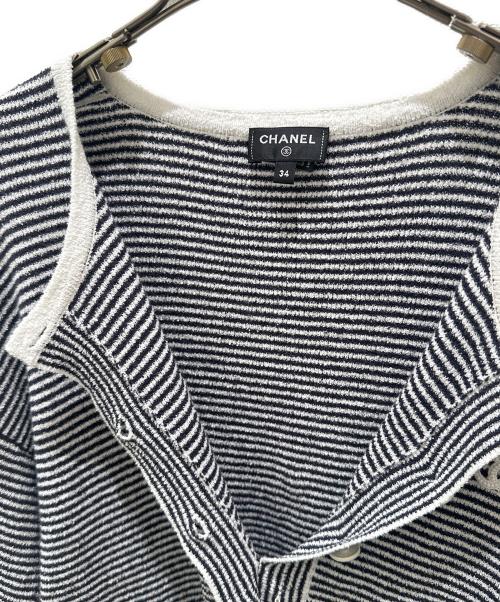 CHANEL（シャネル）CHANEL (シャネル) ココマークボタンニット ホワイト×ブラック サイズ:34の古着・服飾アイテム