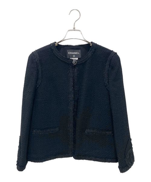 CHANEL（シャネル）CHANEL (シャネル) ココボタン ツイード ジャケット ブラック サイズ:42の古着・服飾アイテム
