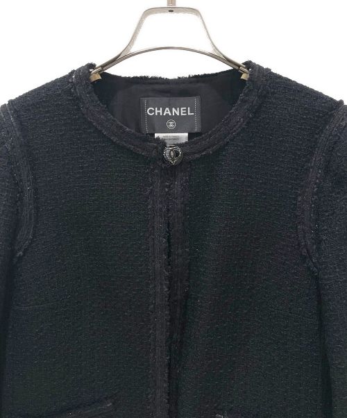 CHANEL（シャネル）CHANEL (シャネル) ココボタン ツイード ジャケット ブラック サイズ:42の古着・服飾アイテム