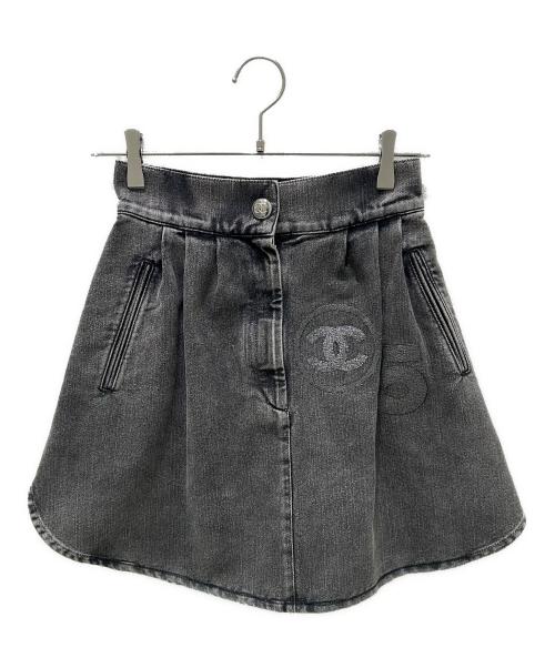 CHANEL（シャネル）CHANEL (シャネル) NO.5 デニム スカート ブラック サイズ:34の古着・服飾アイテム