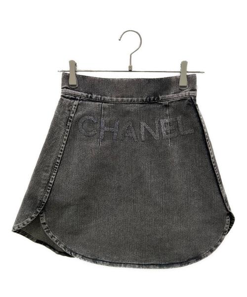 CHANEL（シャネル）CHANEL (シャネル) NO.5 デニム スカート ブラック サイズ:34の古着・服飾アイテム