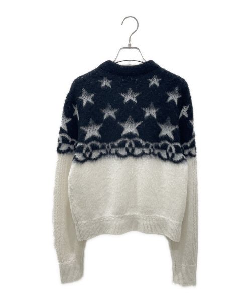 CHANEL（シャネル）CHANEL (シャネル) スターモチーフ カシミヤ混 ニット ホワイト×ブラック サイズ:36の古着・服飾アイテム