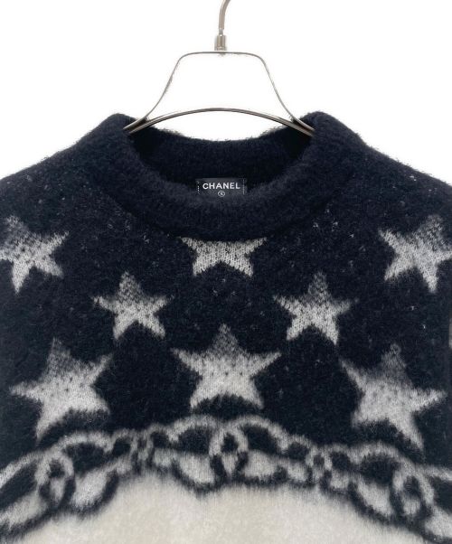 CHANEL（シャネル）CHANEL (シャネル) スターモチーフ カシミヤ混 ニット ホワイト×ブラック サイズ:36の古着・服飾アイテム