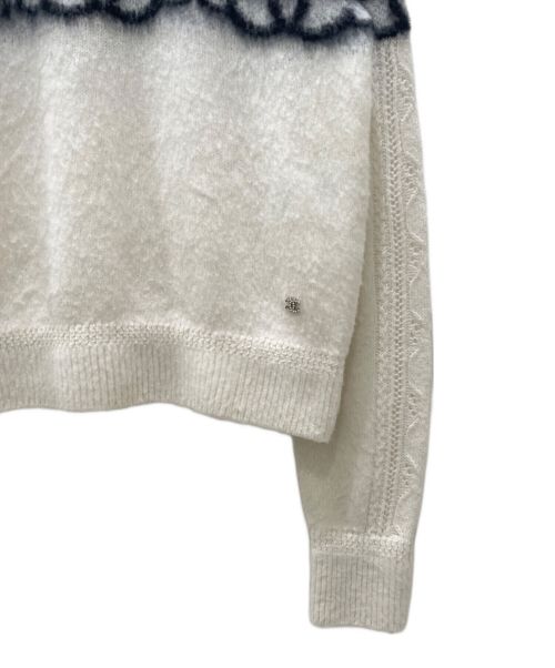 CHANEL（シャネル）CHANEL (シャネル) スターモチーフ カシミヤ混 ニット ホワイト×ブラック サイズ:36の古着・服飾アイテム