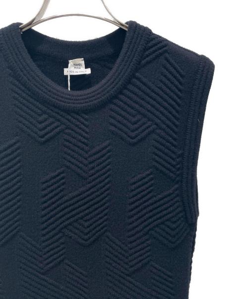 HERMES（エルメス）HERMES (エルメス) ノースリーブ ウール ニット ワンピース ブラック サイズ:36の古着・服飾アイテム
