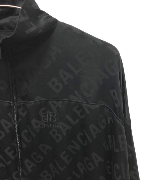 BALENCIAGA（バレンシアガ）BALENCIAGA (バレンシアガ) オールオーバーロゴシルクジャケット ブラック サイズ:34の古着・服飾アイテム