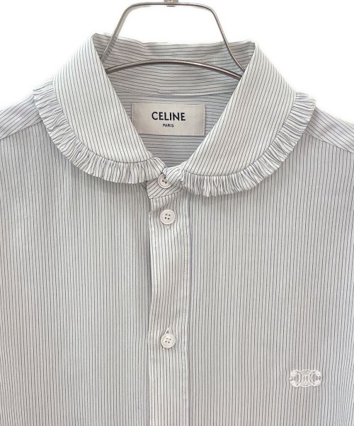 CELINE（セリーヌ）CELINE (セリーヌ) トリオンフフリルカラーブラウス サイズ:34の古着・服飾アイテム