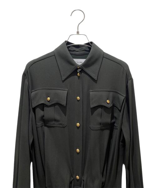 CELINE（セリーヌ）CELINE (セリーヌ) フリルシャツワンピース オリーブ サイズ:38の古着・服飾アイテム