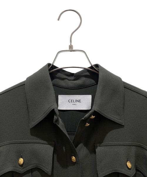 CELINE（セリーヌ）CELINE (セリーヌ) フリルシャツワンピース オリーブ サイズ:38の古着・服飾アイテム