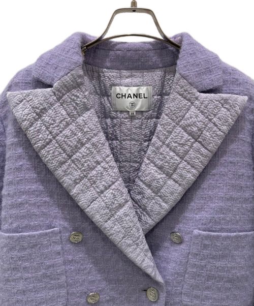 CHANEL（シャネル）CHANEL (シャネル) 2ポケット ココマーク ツイード ジャケット パープル サイズ:38の古着・服飾アイテム