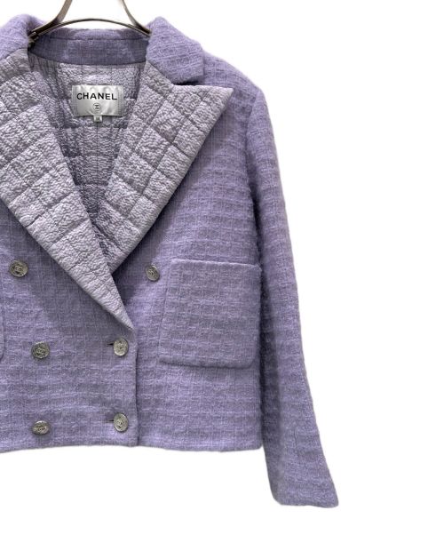 CHANEL（シャネル）CHANEL (シャネル) 2ポケット ココマーク ツイード ジャケット パープル サイズ:38の古着・服飾アイテム