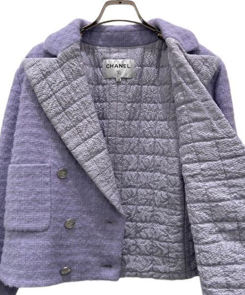 CHANEL（シャネル）CHANEL (シャネル) 2ポケット ココマーク ツイード ジャケット パープル サイズ:38の古着・服飾アイテム