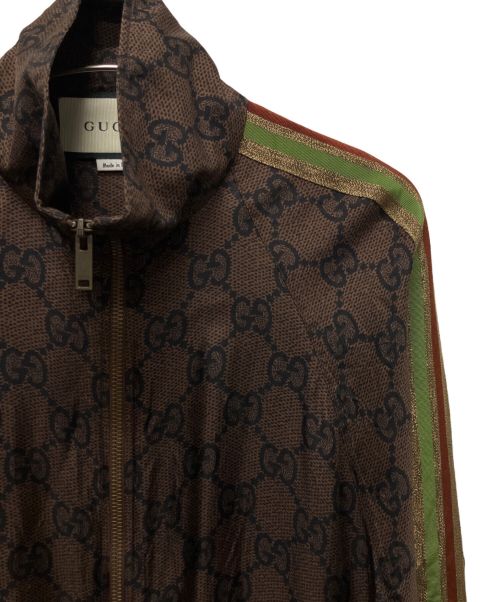 GUCCI（グッチ）GUCCI (グッチ) GGスプリーム ロゴ ジップアップジャケット ブラウン サイズ:Sの古着・服飾アイテム