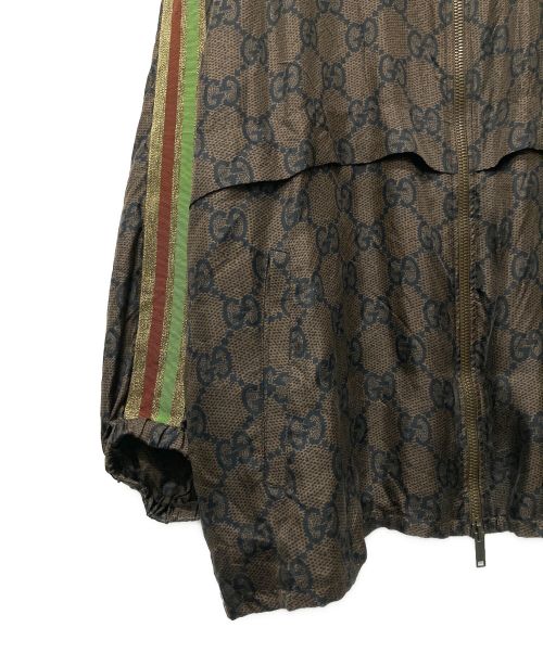 GUCCI（グッチ）GUCCI (グッチ) GGスプリーム ロゴ ジップアップジャケット ブラウン サイズ:Sの古着・服飾アイテム