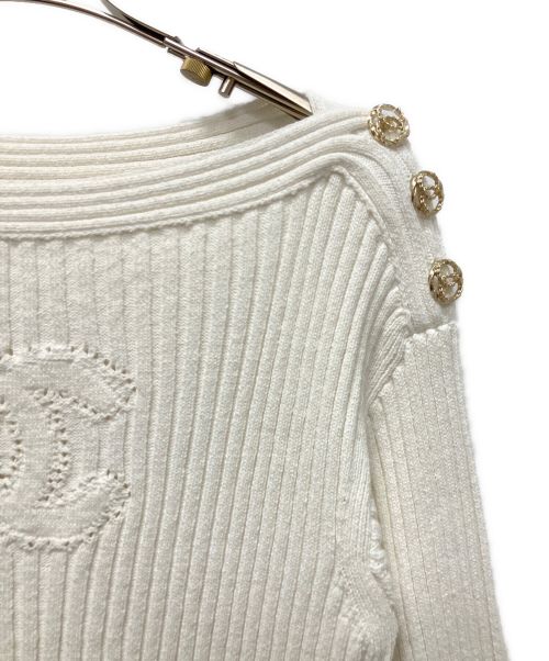 CHANEL（シャネル）CHANEL (シャネル) ココマークリブニットワンピース ホワイト サイズ:36の古着・服飾アイテム