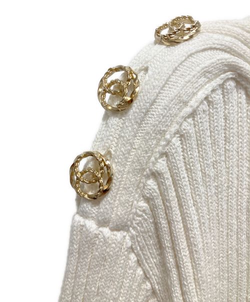 CHANEL（シャネル）CHANEL (シャネル) ココマークリブニットワンピース ホワイト サイズ:36の古着・服飾アイテム