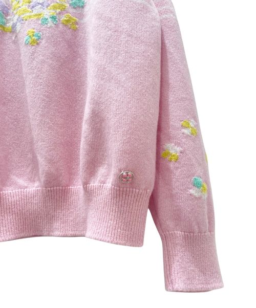 CHANEL（シャネル）CHANEL (シャネル) カシミヤクルーネックニット ピンク×ホワイト サイズ:42の古着・服飾アイテム