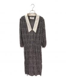 CELINE（セリーヌ）の古着「チェーンロゴシャツワンピース」｜ブラック×ホワイト