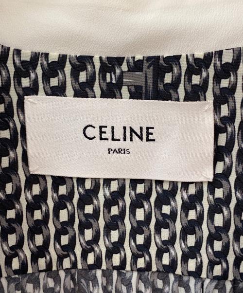CELINE（セリーヌ）CELINE (セリーヌ) チェーンロゴシャツワンピース ブラック×ホワイト サイズ:38の古着・服飾アイテム