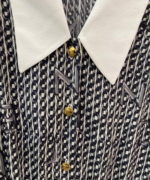 CELINE（セリーヌ）CELINE (セリーヌ) チェーンロゴシャツワンピース ブラック×ホワイト サイズ:38の古着・服飾アイテム