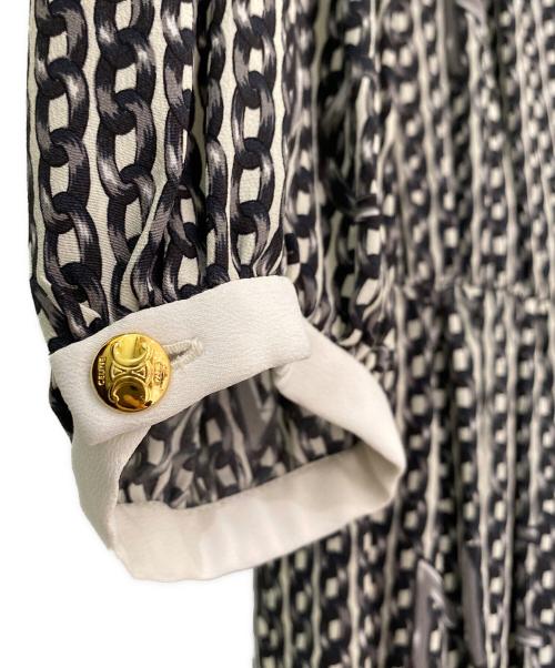 CELINE（セリーヌ）CELINE (セリーヌ) チェーンロゴシャツワンピース ブラック×ホワイト サイズ:38の古着・服飾アイテム