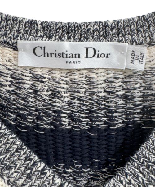 Christian Dior（クリスチャン ディオール）Christian Dior (クリスチャン ディオール) サイドボタンニットジレ ネイビー×ホワイト サイズ:40の古着・服飾アイテム