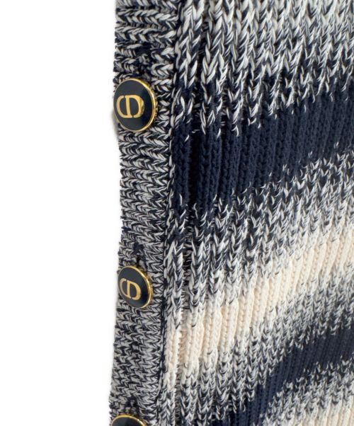 Christian Dior（クリスチャン ディオール）Christian Dior (クリスチャン ディオール) サイドボタンニットジレ ネイビー×ホワイト サイズ:40の古着・服飾アイテム