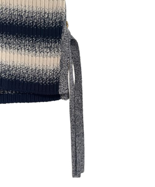 Christian Dior（クリスチャン ディオール）Christian Dior (クリスチャン ディオール) サイドボタンニットジレ ネイビー×ホワイト サイズ:40の古着・服飾アイテム