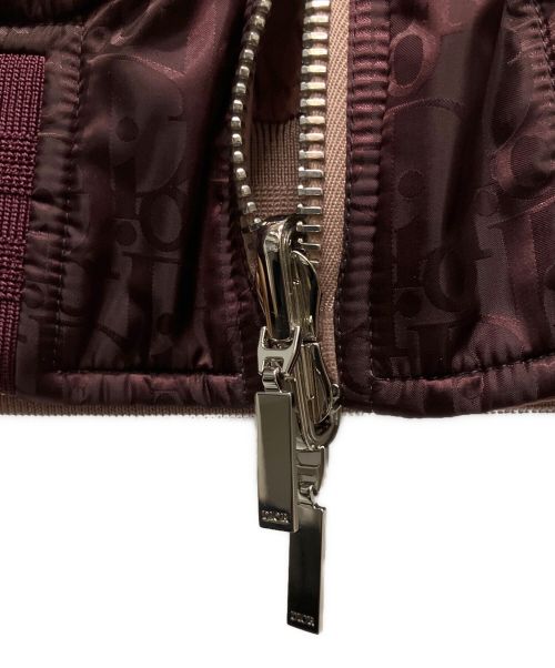 Christian Dior（クリスチャン ディオール）Christian Dior (クリスチャン ディオール) リバーシブル オブリーク ボンバージャケット バーガンディー×ピンク サイズ:46の古着・服飾アイテム