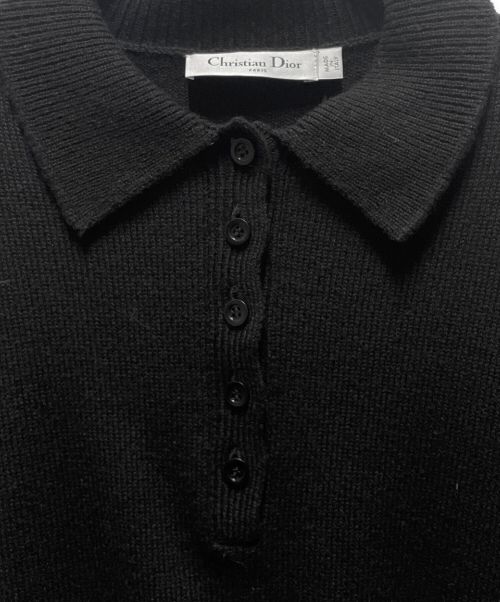 Christian Dior（クリスチャン ディオール）Christian Dior (クリスチャン ディオール) カシミヤニットポロシャツ ネイビー サイズ:36の古着・服飾アイテム