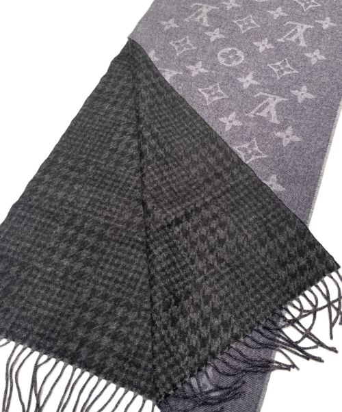 LOUIS VUITTON（ルイ ヴィトン）LOUIS VUITTON (ルイ ヴィトン) エシャルプ･ピエドゥプールモノグラムフリンジマフラー グレーの古着・服飾アイテム