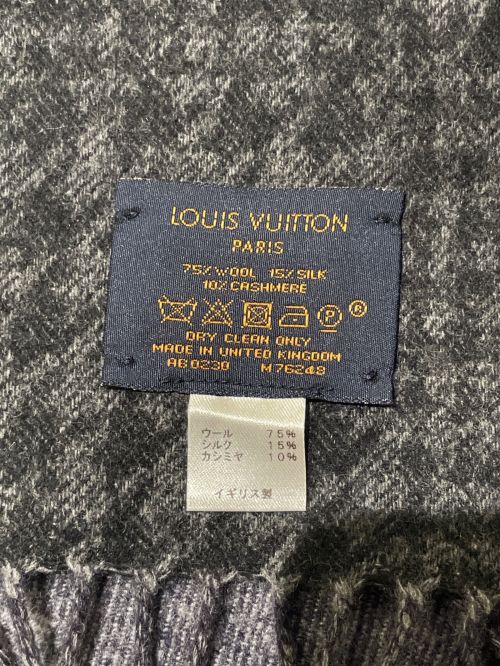 LOUIS VUITTON（ルイ ヴィトン）LOUIS VUITTON (ルイ ヴィトン) エシャルプ･ピエドゥプールモノグラムフリンジマフラー グレーの古着・服飾アイテム