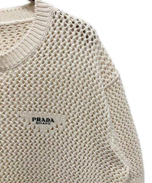 PRADA（プラダ）PRADA (プラダ) ロゴカギ編みニット アイボリー サイズ:52の古着・服飾アイテム