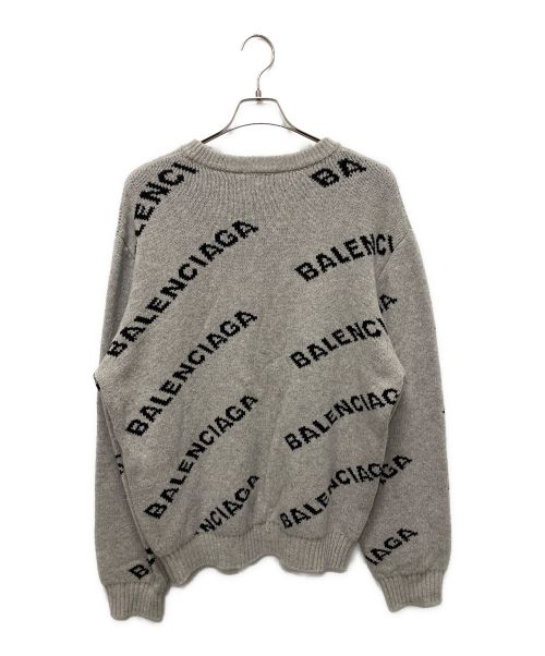 BALENCIAGA（バレンシアガ）BALENCIAGA (バレンシアガ) オールオーバーロゴニット グレー サイズ:XLの古着・服飾アイテム