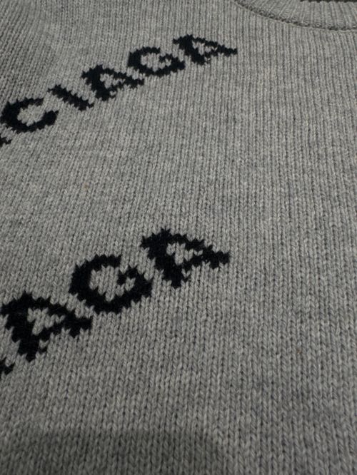 BALENCIAGA（バレンシアガ）BALENCIAGA (バレンシアガ) オールオーバーロゴニット グレー サイズ:XLの古着・服飾アイテム