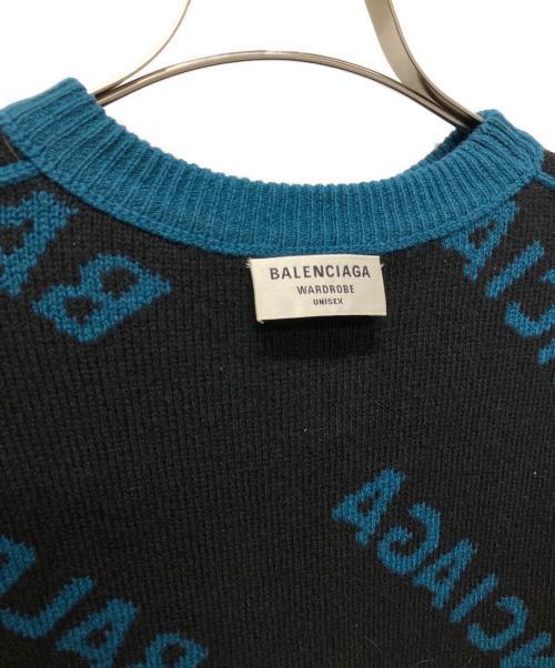 BALENCIAGA（バレンシアガ）BALENCIAGA (バレンシアガ) オールオーバーロゴニット ブルー サイズ:XSの古着・服飾アイテム