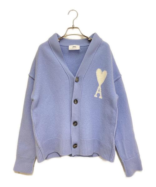 AMIPARIS（アミパリス）AMIPARIS (アミパリス) Vネック ハートロゴ ウールカーディガン スカイブルー サイズ:XLの古着・服飾アイテム