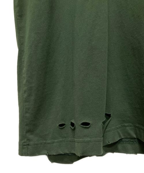 BALENCIAGA（バレンシアガ）BALENCIAGA (バレンシアガ) 21SS Caps Destroyed Flatground Tee/ デストロイ加工Tシャツ グリーン サイズ:Mの古着・服飾アイテム