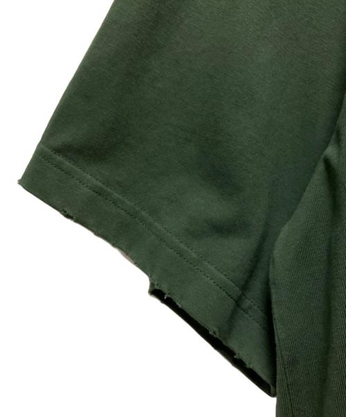BALENCIAGA（バレンシアガ）BALENCIAGA (バレンシアガ) 21SS Caps Destroyed Flatground Tee/ デストロイ加工Tシャツ グリーン サイズ:Mの古着・服飾アイテム