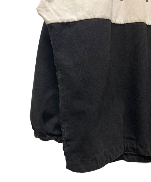 BALENCIAGA（バレンシアガ）BALENCIAGA (バレンシアガ) Oversized Printed Denim And Shell Jacket/デニム切替ロゴジャケット ブラック サイズ:34の古着・服飾アイテム