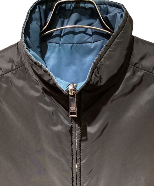 PRADA（プラダ）PRADA (プラダ) Reversible Nylon Padded Jacket（リバーシブルナイロンパデッドジャケット） ブラック×ブルー サイズ:54の古着・服飾アイテム