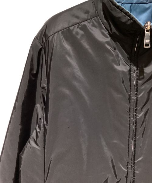 PRADA（プラダ）PRADA (プラダ) Reversible Nylon Padded Jacket（リバーシブルナイロンパデッドジャケット） ブラック×ブルー サイズ:54の古着・服飾アイテム