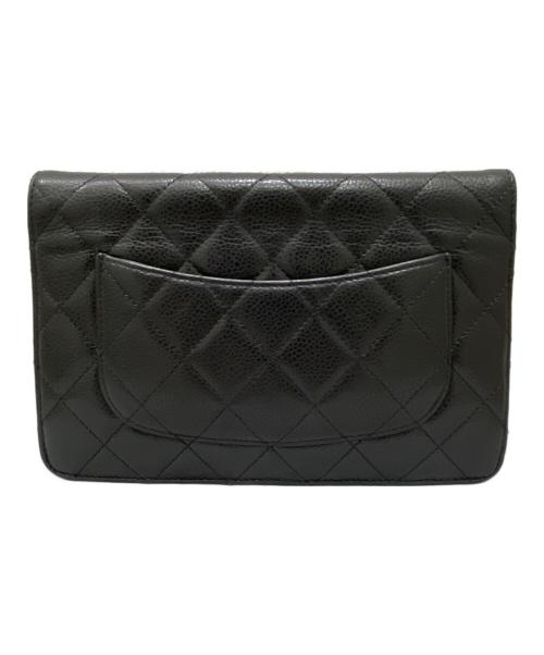 CHANEL（シャネル）CHANEL (シャネル) チェーンショルダーウォレット ブラック×シルバー金具の古着・服飾アイテム